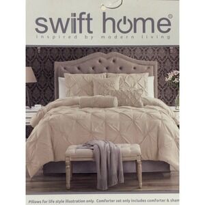 Swift Home Pintuck Comforter Set Twin Size Taupe